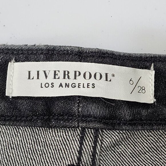 NWT Liverpool Kennedy Crop Straight Jeans Size 28 Black Distressed 90s Y2K - Picture 3 of 8